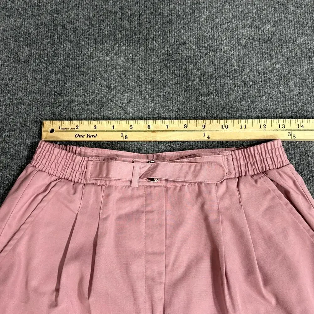 Vintage Lady La Mode Shorts Womens 10 Pink Chino Elastic Waist Buckle Casual